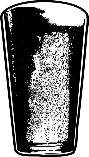 Clip-art vector de frio pint de cerveja em preto e branco